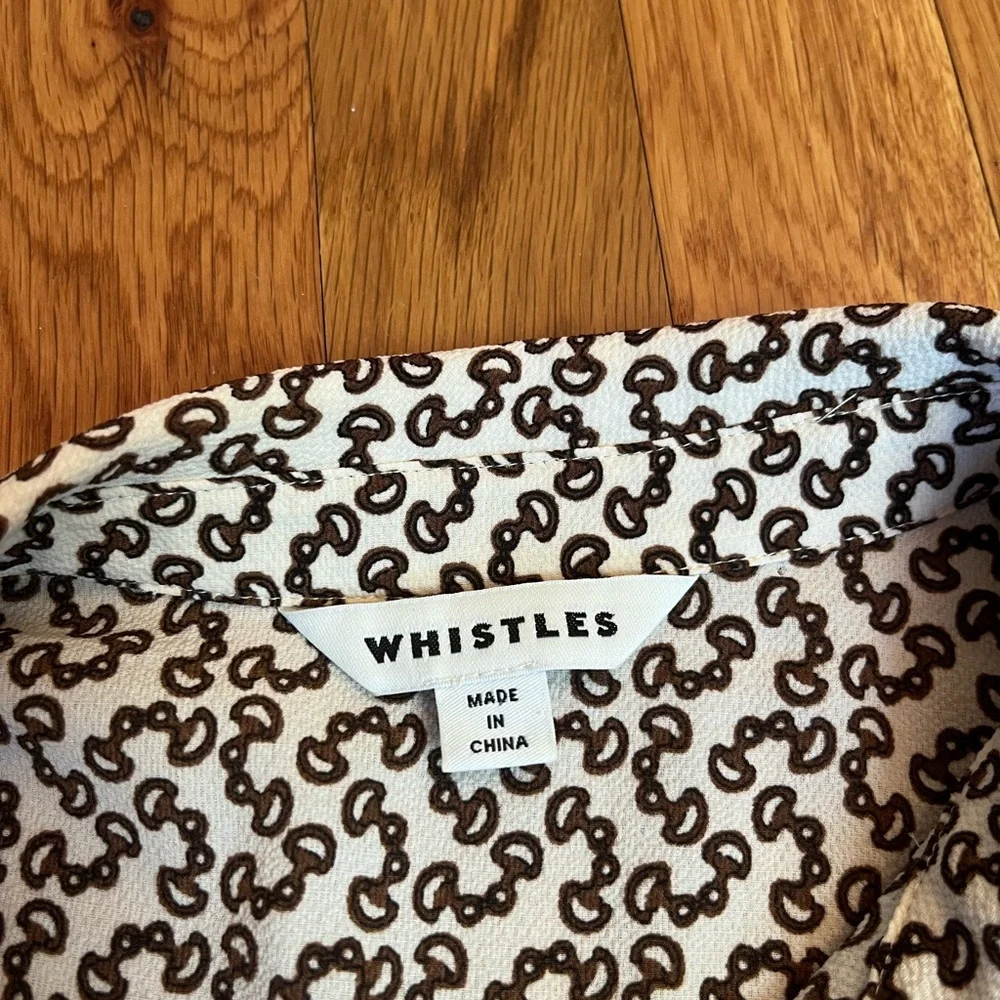 Whistles Cream Snaffle Shirt Tie Front Wrap Midi Dress Size 4 - Picture 5 of 11